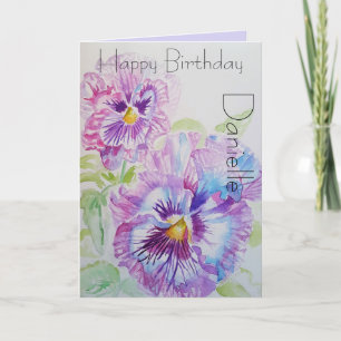 Elegant Pansy Flower Waterverf Birthday Card Kaart