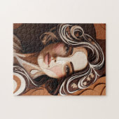 Elegant Paper-Cut Portrait in Warm Earth Tones Legpuzzel (Horizontaal)