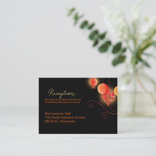 Elegant Paper Lantern Weddenschap Reception Informatiekaartje (Staand voorkant)