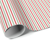 Élégant papier cadeau à rayures fines vert chasser (Coin rond)