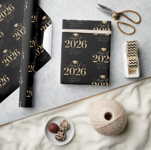 Élégant Papier Cadeau avec Étoiles en Or Noir pour