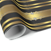 Élégant papier cadeau Black and Gold (Coin rond)