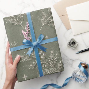 Élégant Papier Cadeau de Noël Sapin Vert Sage P