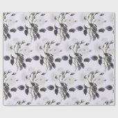 ÉLÉGANT PAPIER CADEAU FLEURI GRIS & BLANC DE STYLE (Plat)