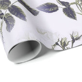 ÉLÉGANT PAPIER CADEAU FLEURI GRIS & BLANC DE STYLE (Coin rond)