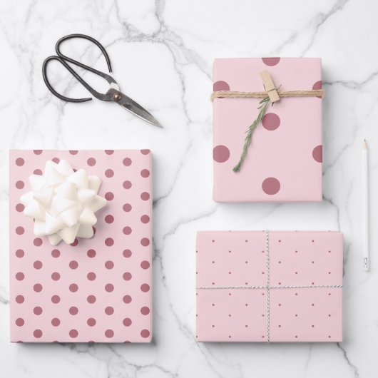 Élégant Papier cadeau Polka Blush Dot (Recto)