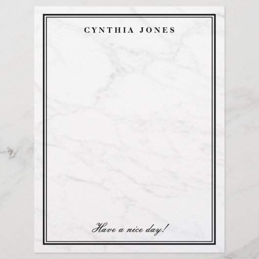 Elégant papier d'écriture personnalisé en marbre b (Devant)