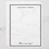 Elégant papier d'écriture personnalisé en marbre b (Devant / Derrière)