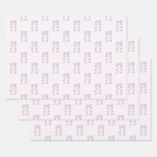 Élégant papier d'enrobage à ruban rose et bleu (Lot)