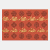 Élégant papier enveloppant Aïd Mandala rouge et or (Devant)