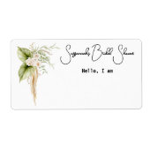 Élégant papier-frontière floral Étiquette Nom bali (Devant)