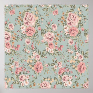 Elégant papier peint floral Vintage Poster