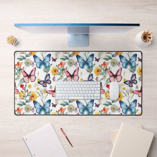 Elégant papillon aquarelle motif floral (Bureau 1)