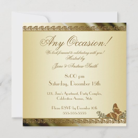 Elégant papillon d'or toute invitation à l'occasio (Dos)