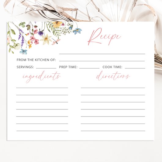 Elégant Papillon Fleur sauvage Recette carte