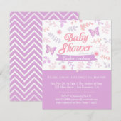 Elégant papillon floral Baby Shower Invitations (Devant / Derrière)