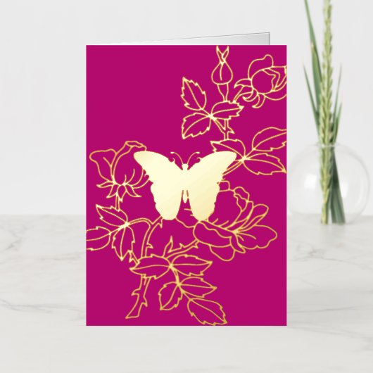 Elégant Papillon Floral Plié Carte à huile (Recto)