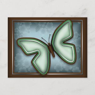 Elégant Papillon vert, bleu et carte postale Brown