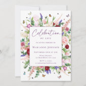 Élégant papillons floraux Memorial Invitation (Devant)