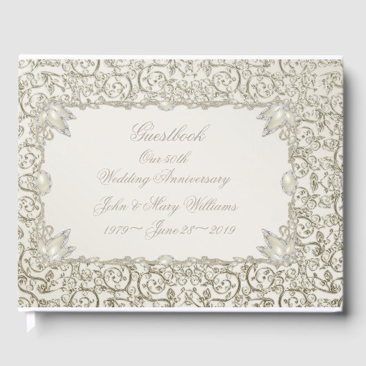 Elegant Parel30th Wedding Jubileum Gastenboek (Voorkant)