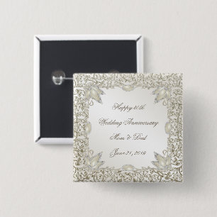 Elegant Parel30th Wedding Jubileum Vierkante Button 5,1 Cm