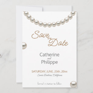 Elegant Parel Bruiloft Save the Date Uitnodiging