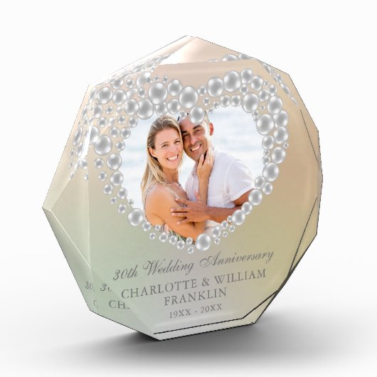 Elegant Parel Hart 30ste Huwelijksverjaardag  Fotoblokken (Links)