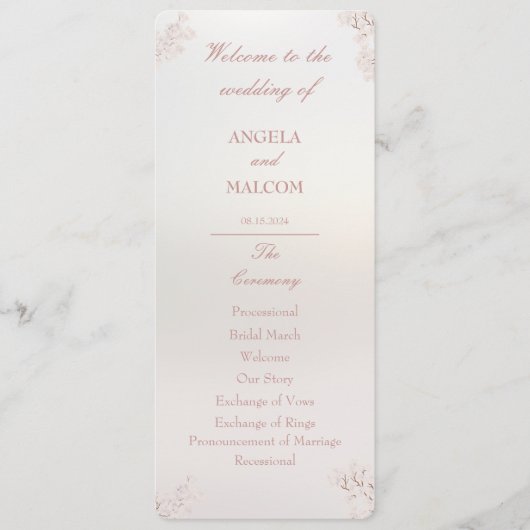  Elegant Parel Romance Bruiloft Programma (Voorkant)