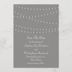 Elegant parels op grijs sparen de datum save the date