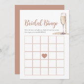 Elegant Parels & Prosecco Bruids Bingo Game Kaart (Voorkant / Achterkant)