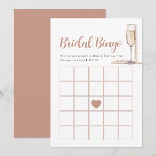 Elegant Parels & Prosecco Bruids Bingo Game Kaart