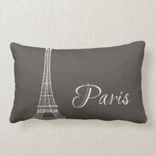 Elegant Paris Eiffel Tower Dark Grey Burlap Kijk u Kussen