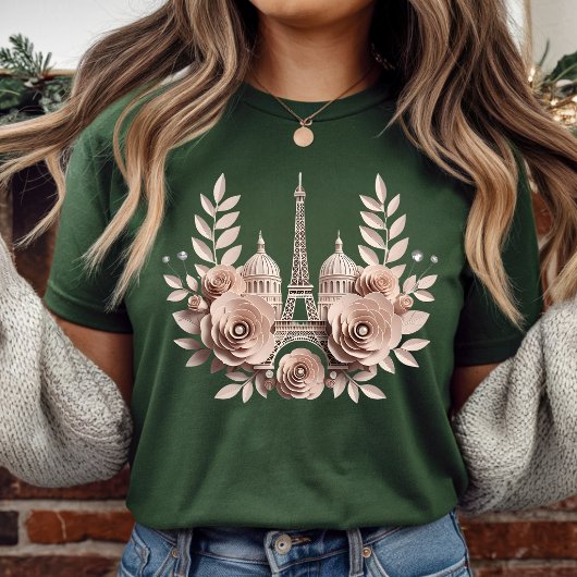 Elegant Paris Paper-Cut Floral T-Shirt