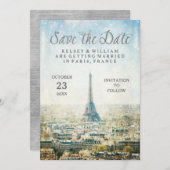 Elegant Paris Uitzicht Eiffel Tower Save the Date (Voorkant / Achterkant)