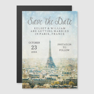 Elegant Paris Uitzicht Eiffel Tower Save the Date Magnetische Uitnodiging