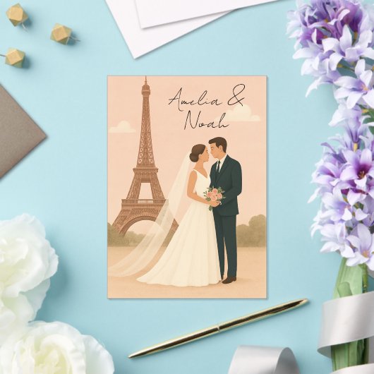Elegant Paris Wedding Acrylic Invitation – Eiffel  Acryl Uitnodigingen (Insitu (Huwelijk))