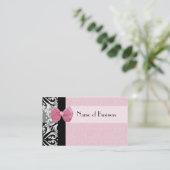 Elegant Parisian Damask Pink Ribbon Refer an Frien Aanbevelingskaartje (Staand voorkant)