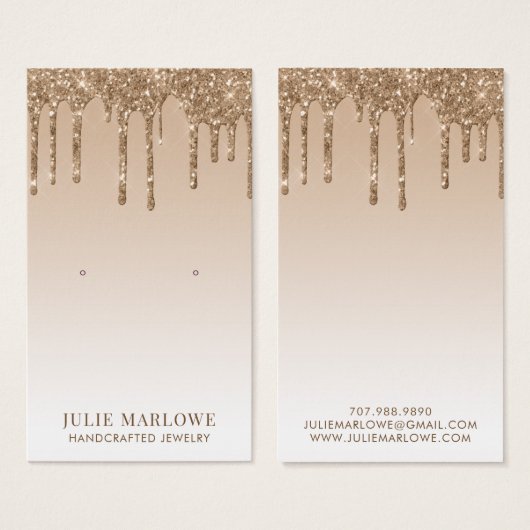 Elégant Parties scintillant en or  gouttes à oreil (Devant & derrière)