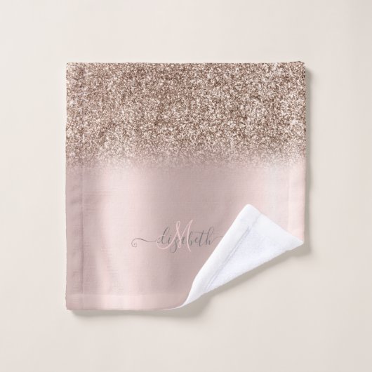 Élégant Parties scintillant Ombre Rose or Monogram (Gant de toilette)