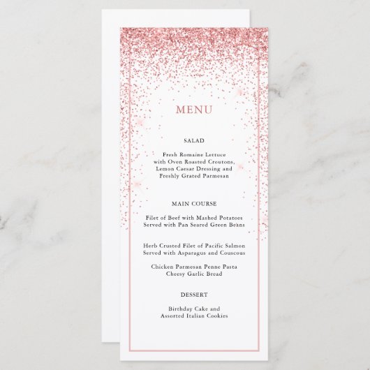 Élégant Parties scintillant rose menu Occasion spé (Devant / Derrière)