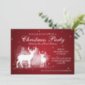 Elegant Party Deer Sparkle Red Kaart (Staand voorkant)