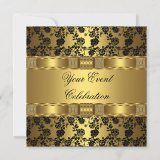 Elegant Party Gold Black Floral Kaart