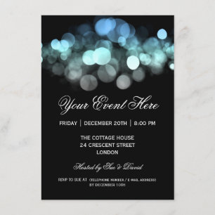 Elegant Party Invitation Blue Black Kaart