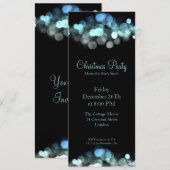 Elegant Party Invitation Blue Shimmering Lichten Kaart (Voorkant / Achterkant)