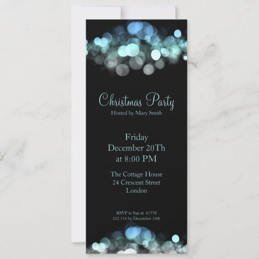 Elegant Party Invitation Blue Shimmering Lichten Kaart (Voorkant)