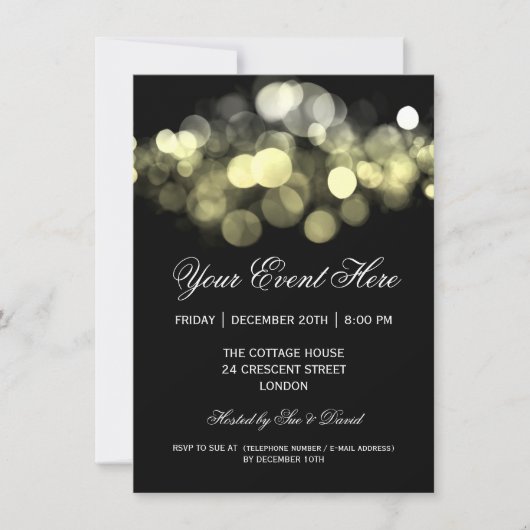 Elegant Party Invitation Gold Black Kaart (Voorkant)