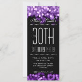 Elegant Party Invitation Sparging Lights Paars Kaart (Voorkant)
