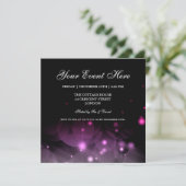 Elegant Party Invitation Sparkles Pink Black Kaart (Staand voorkant)