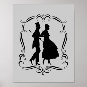 Elegant Party Man en vrouw silhouet kunst Poster
