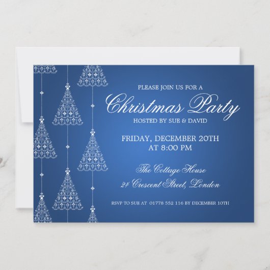 Elegant Party Merry kerstbomen Blue Kaart (Voorkant)